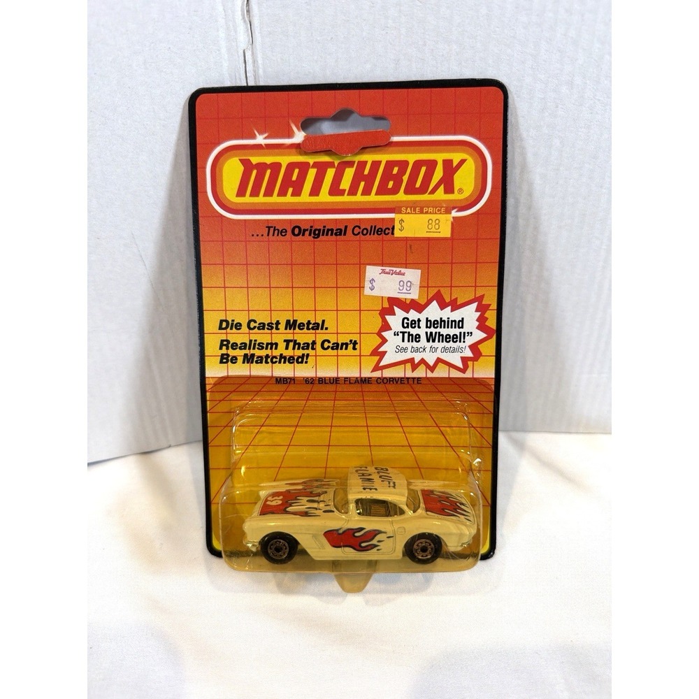 Vintage Matchbox '62 Blue Flame Corvette Diecast Car MOC Original Collectibles